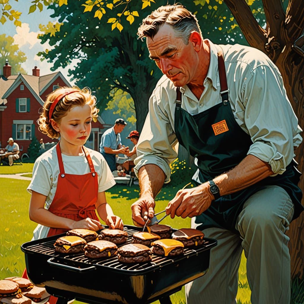 Grilling Father, Rockwell  by @JollyNewt