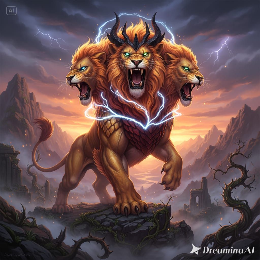 The legendary lion with three heads