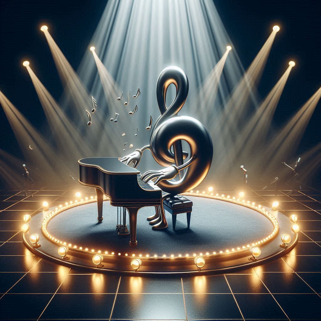 Treble clef playing the piano
