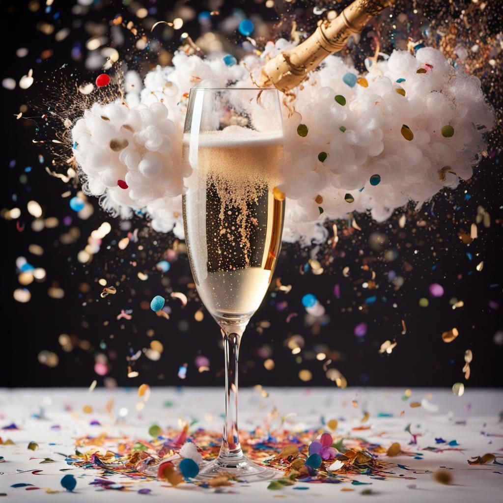 Champagne and confetti   by @Highrisehero