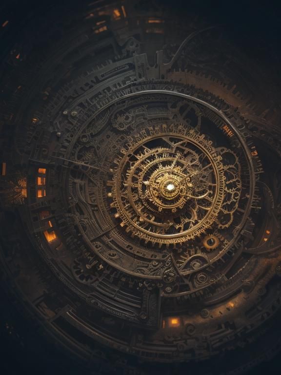 Human soul inside the spring of a  clock; 8k resolution, expressionism, psychedelic, hyperdetailed, colorful, mysterious, ominous, spiraling...