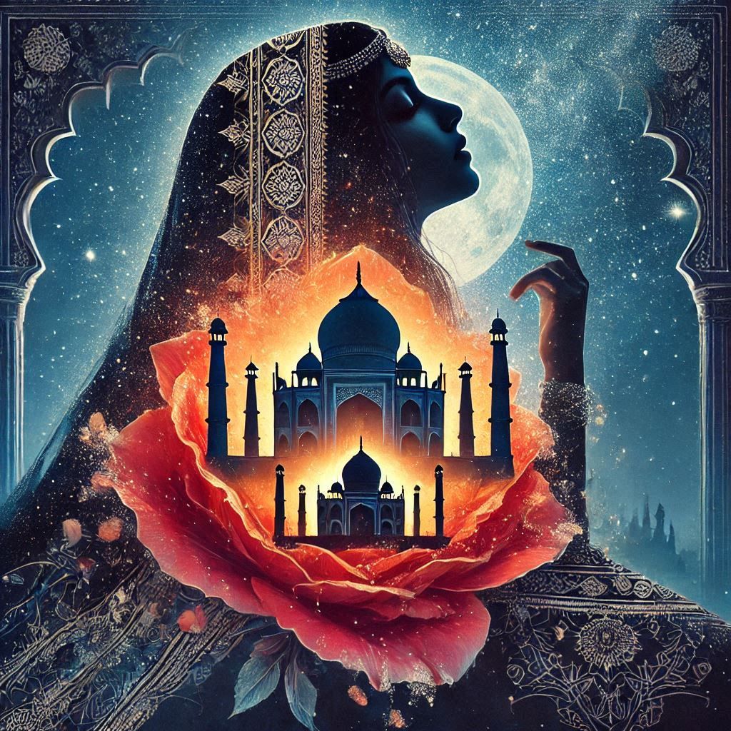 Rose Taj Mahal Indian princess Double exposure