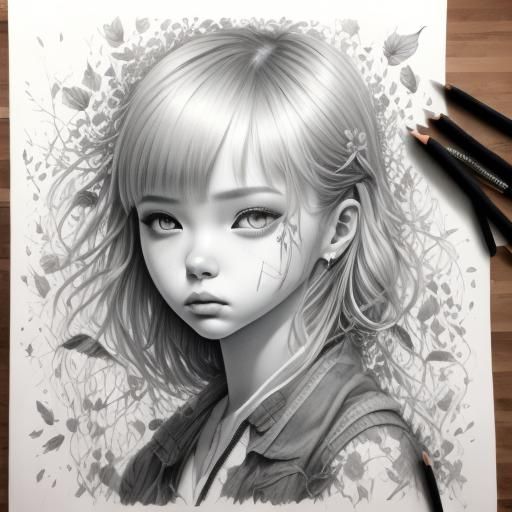 graphite, notebook, black and white, monotone, <lora:Heug-Yeon Migseu:1.0>