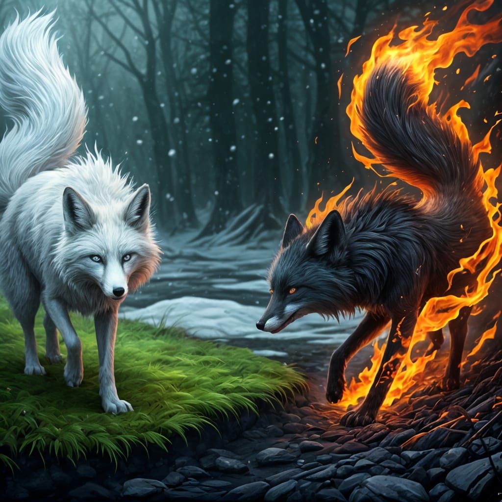 Duality of Fire and Ice  by @CandyFox