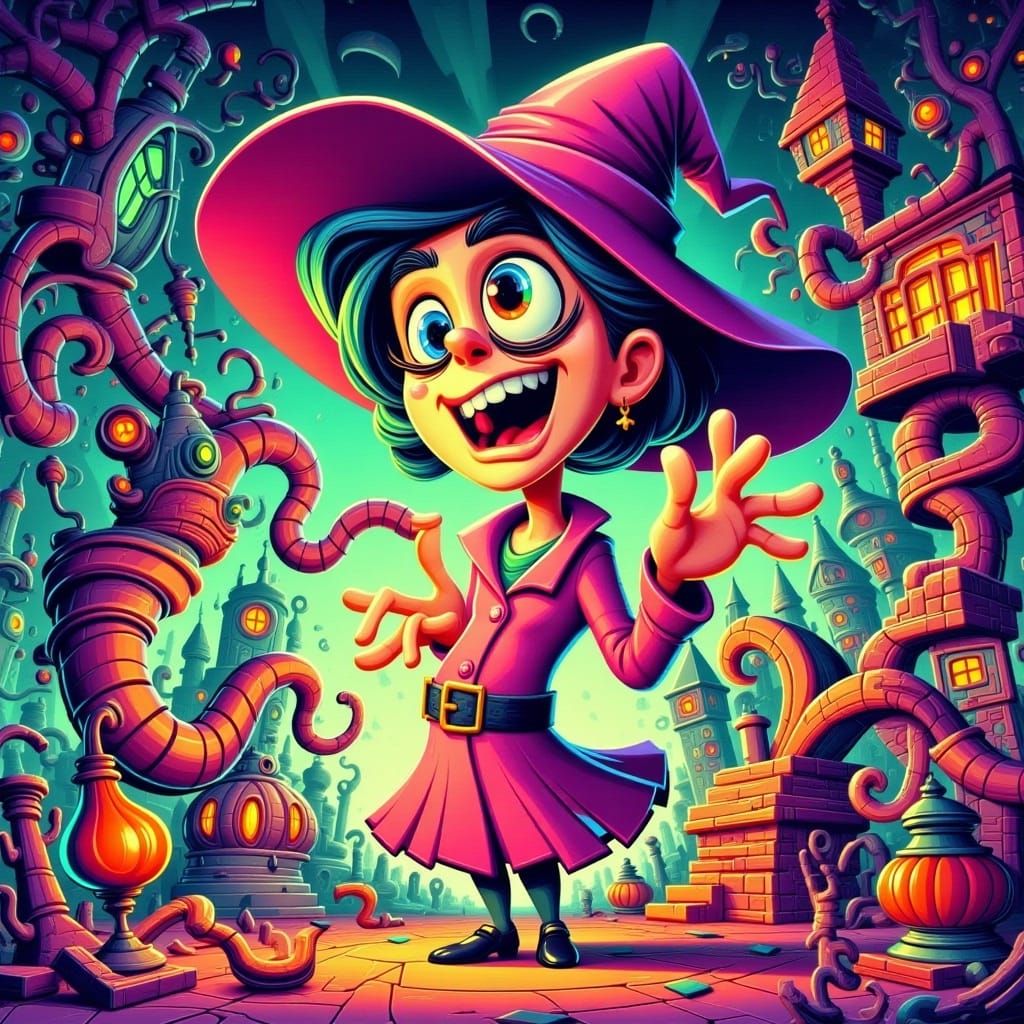 <lora:-PnC Nostalgia-:1.0> wizard ▪ nostalgic point-and-click adventure ▪ vibrant cartoon style ▪ exaggerated features ▪ quirky humor ▪ vivi...