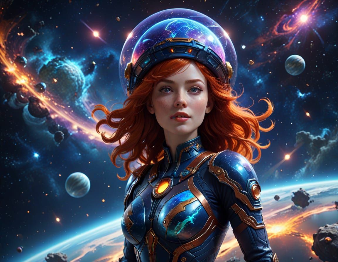 The goddess is wearing a Nebulae Hat. 