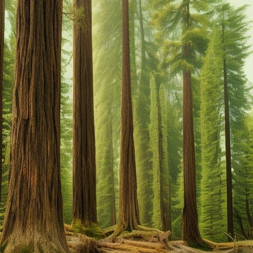 Old growth cedar forest photo realistic