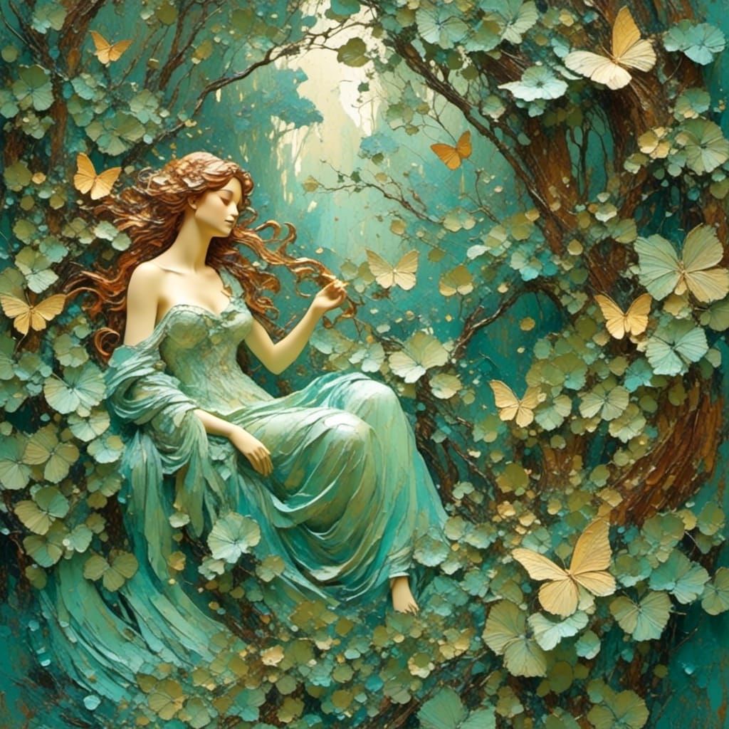 Mythical Forest in Art Nouveau Style