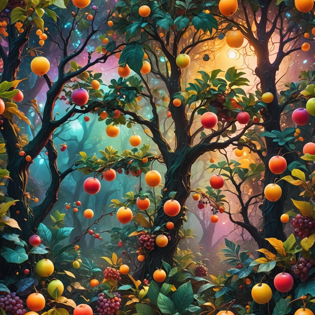 Orchard rich with beautiful fruits in wonderland:20.0x).