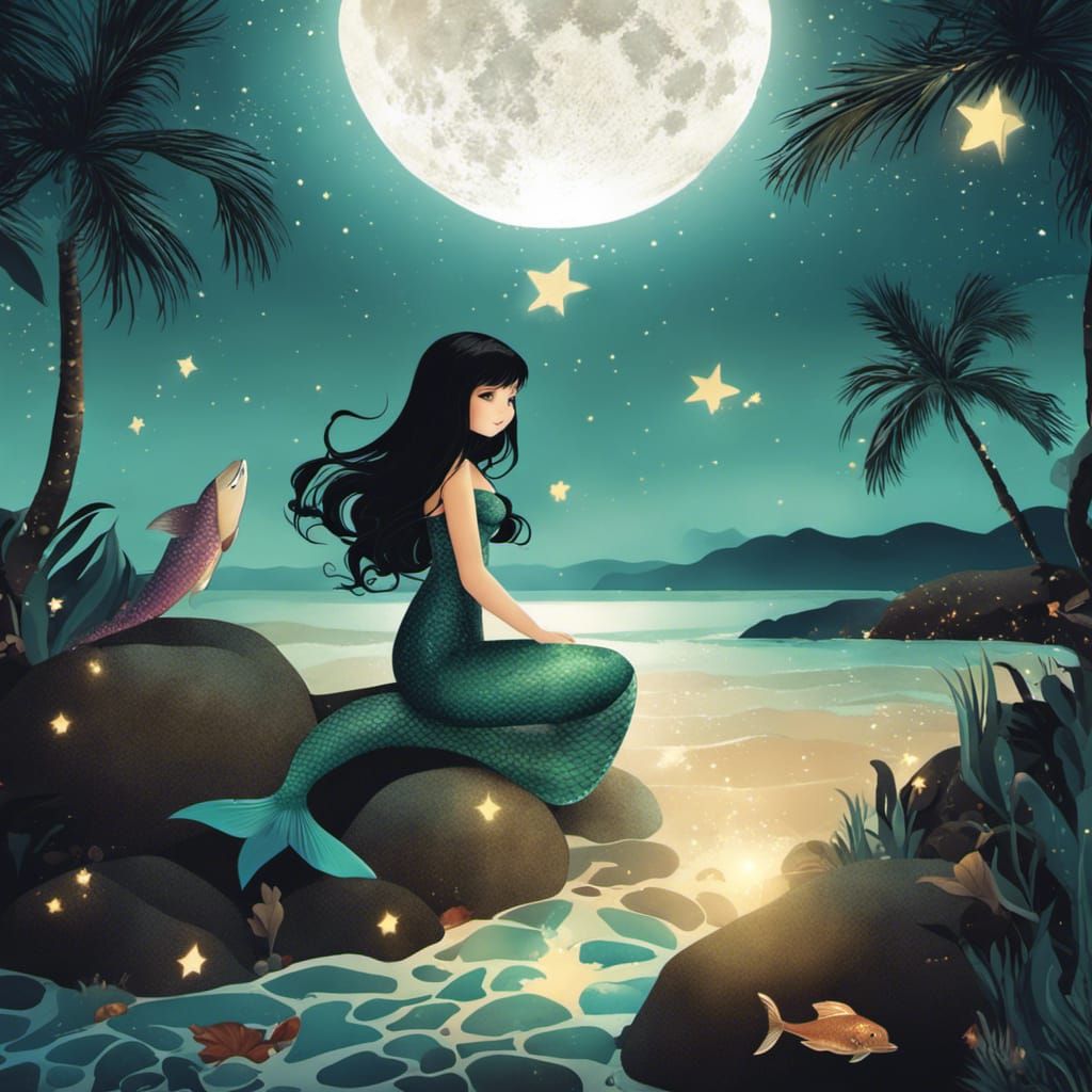 The mermaid and the moon  by @Kfrdx