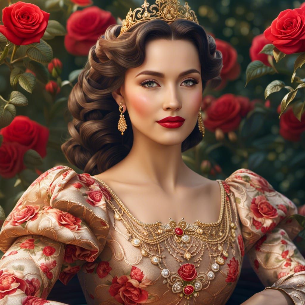 Portrait of a beautiful woman in a rose garden - AI Generated Artwork ...