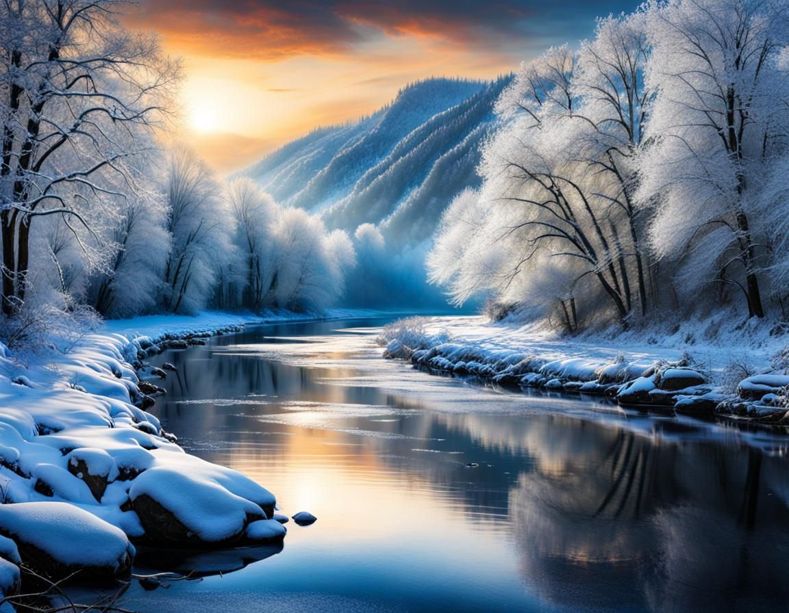 Majestic river in wintertime  by @KBunny001