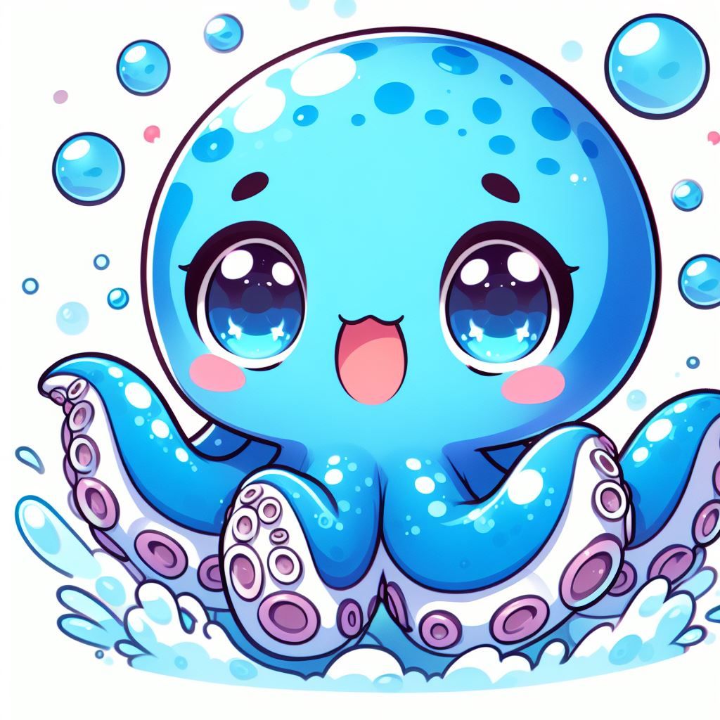 Cute blue octopus