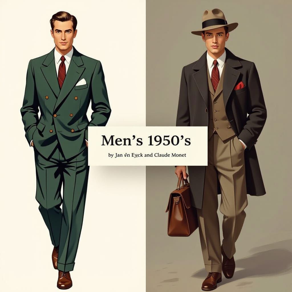 Men's 1950's fashion as future fashion 
Men's 1950's Fashion by Jan van Eyck and Claude Monet   by @Igor_Ch