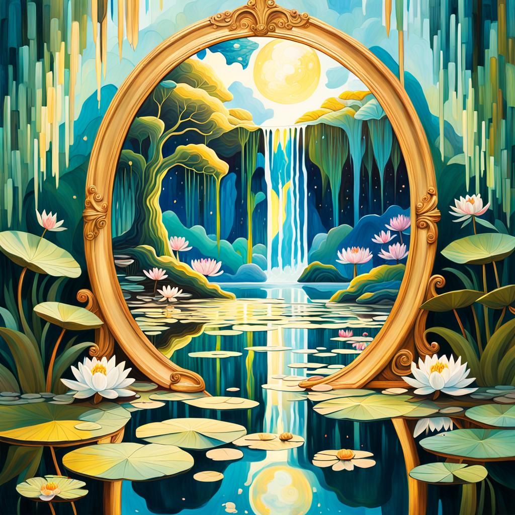 Ethereal Whimsy: A Serene Fairytale Landscape in Vibrant Oil