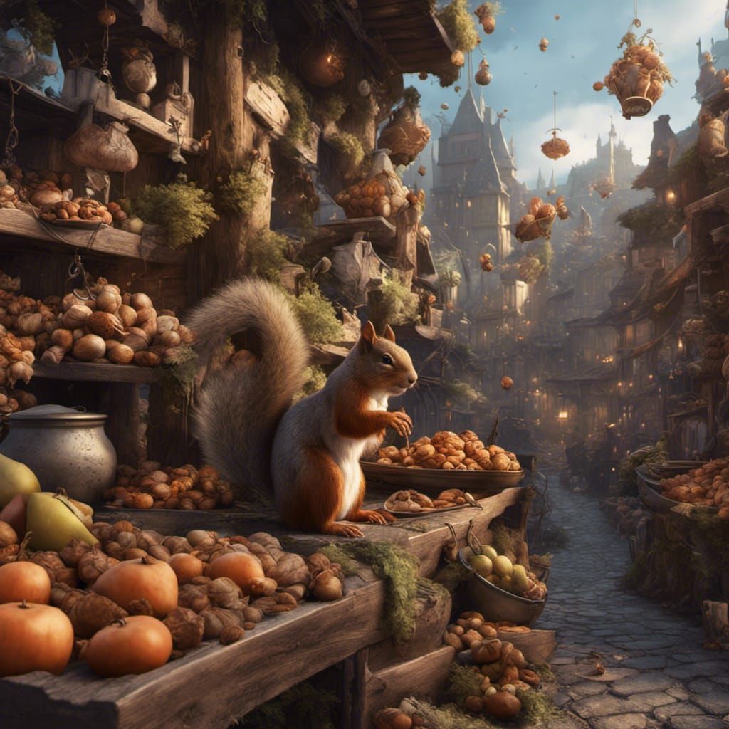 Squirrel in a nut market  by @Pakka77