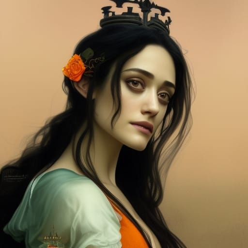 Emmy Rossum Portrait in Art Nouveau Style