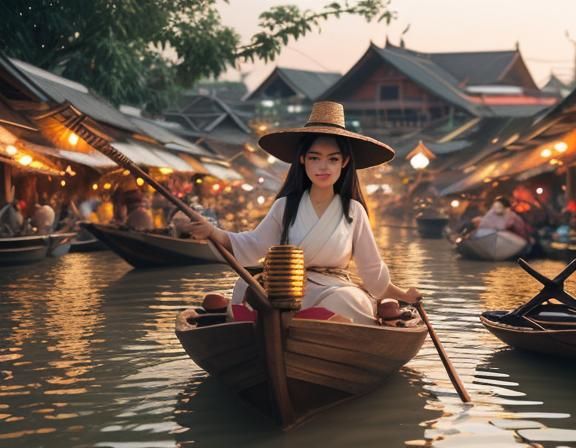 Siam floating market Professional photography, bokeh, natura...