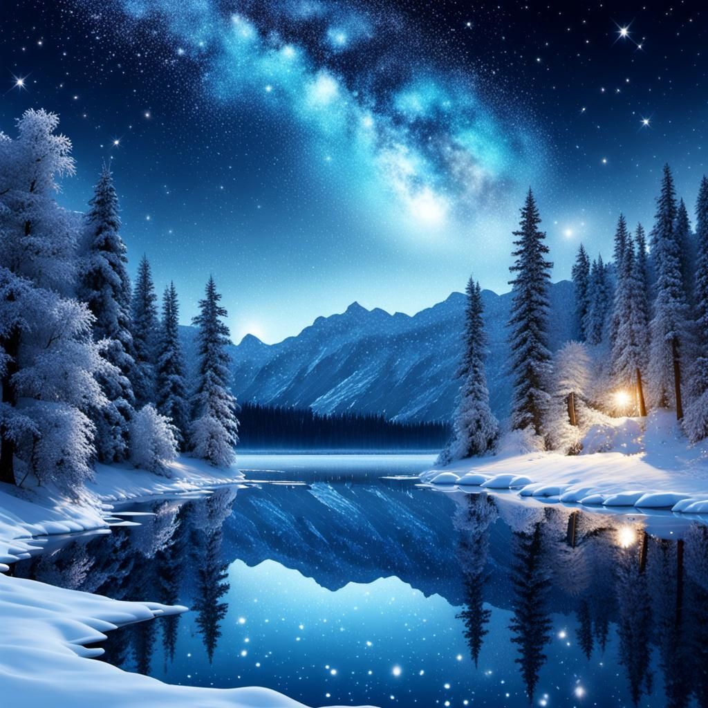 Snowy night   by @Mommakuma