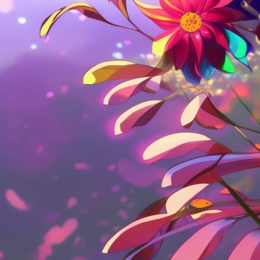 A colorful metal iridescent flower.