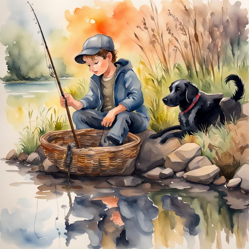 A Boy Fishing - AI Generated Artwork - NightCafe Creator