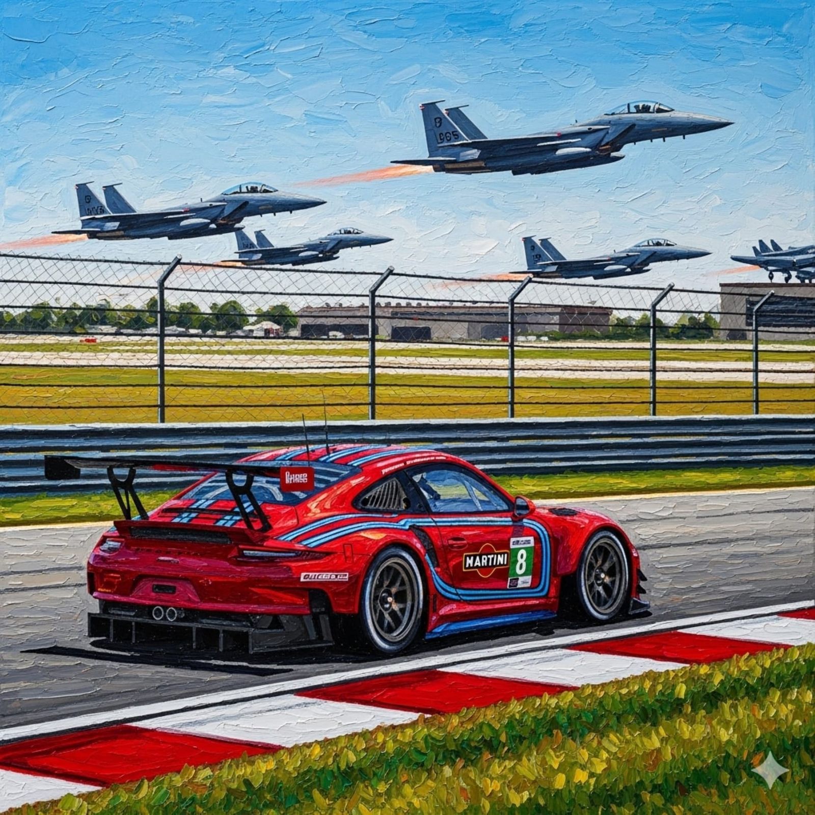 Porsche 911 RSR and  F-15EX Eagle IIs