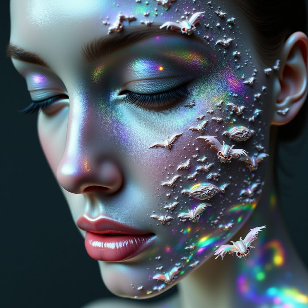 Digital Portrait of a Woman in Iridescent Hues