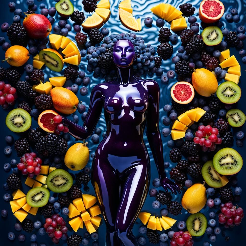 A stunning feminine woman full body made entirely of fresh f...