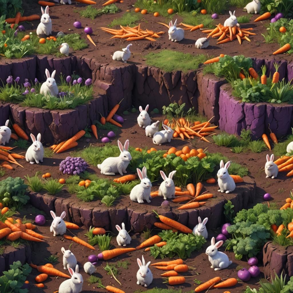 Farmer's Carrot Harvest: Rabbits Emerge in Matte Painting
