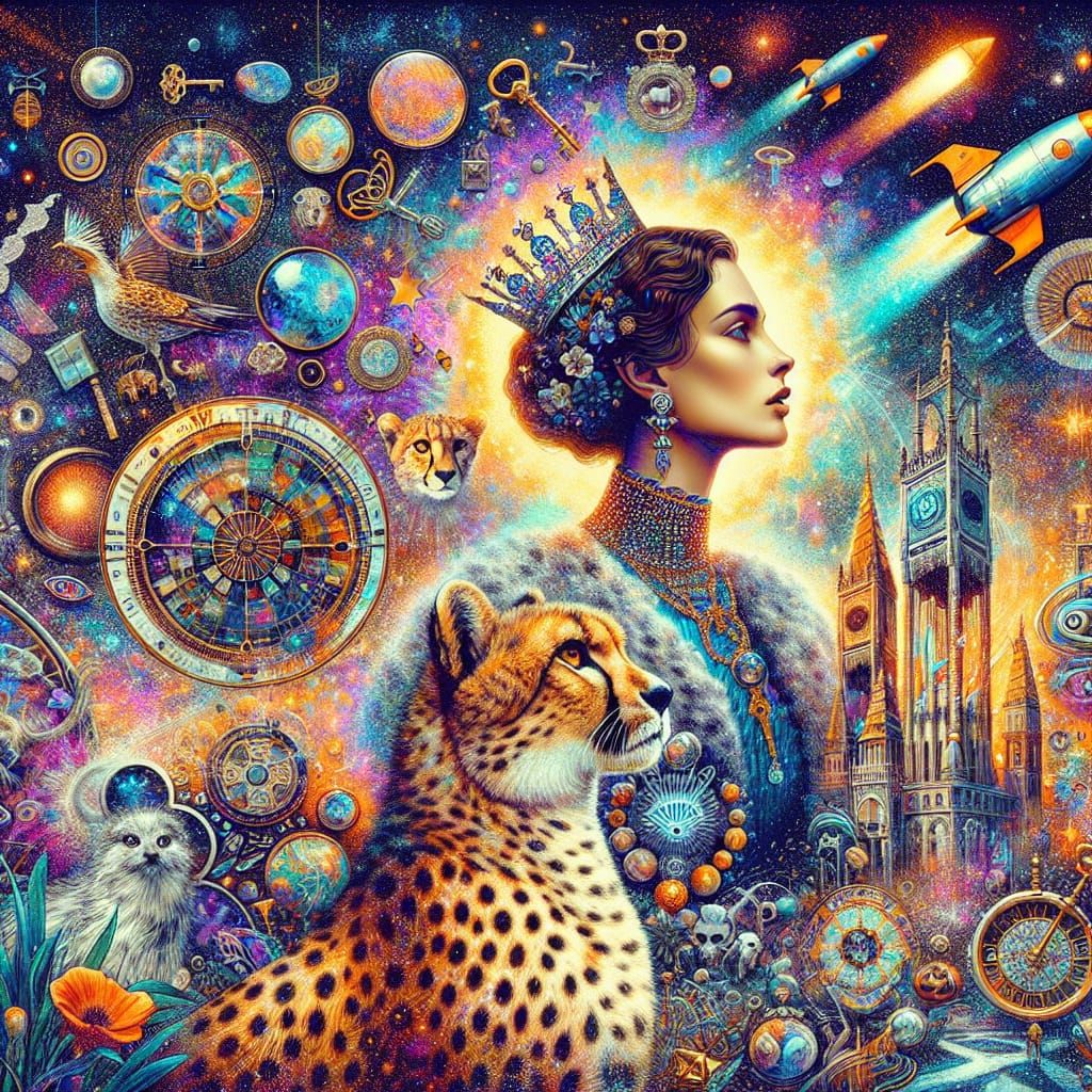 Regal Cosmic Queen Reigns with Celestial Power and Symbolic....