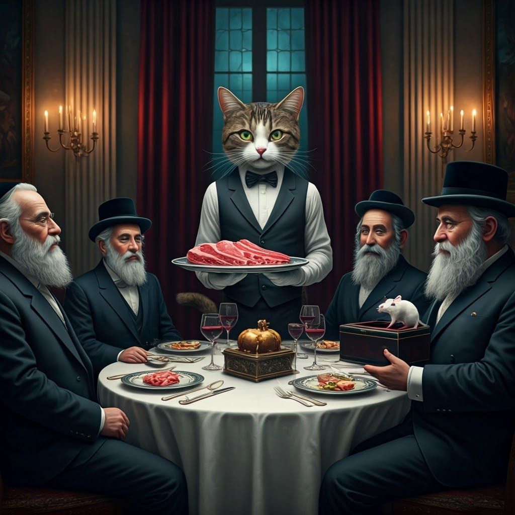 Dapper Cat Serves High Society with Humorous Twist in Luxuri...