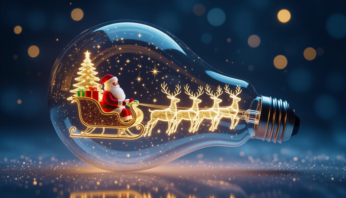Magical Realism: Santa's Light Sleigh Inside a Giant Bulb