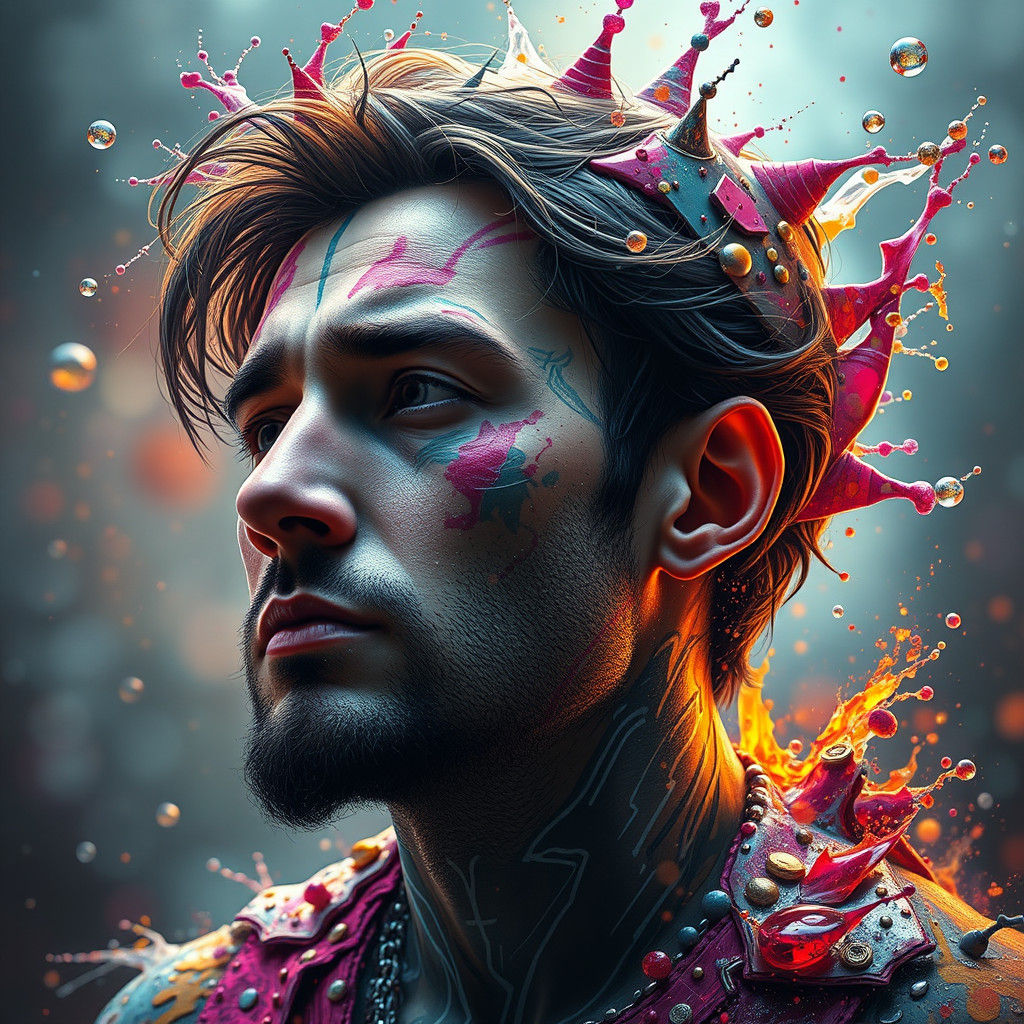 Merging Hearts Waterfall in Splash Art Style