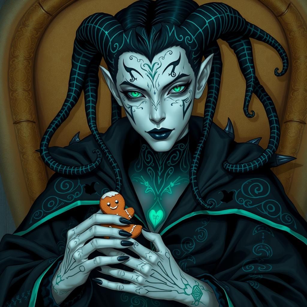 A gentle and friendly young man with chalk white skin, glowing green