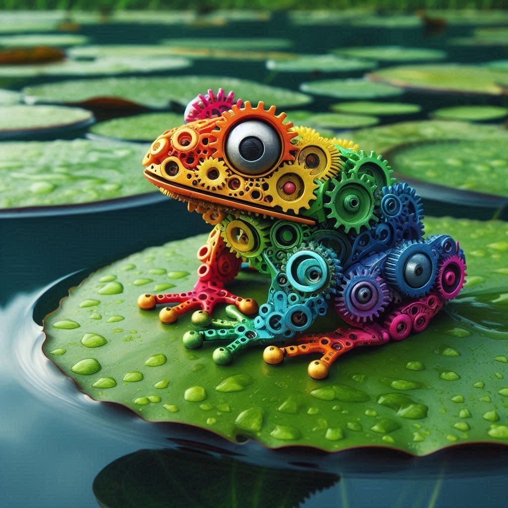 Rainbow Frog Made Of Cogs - AI Generated Artwork - NightCafe Creator