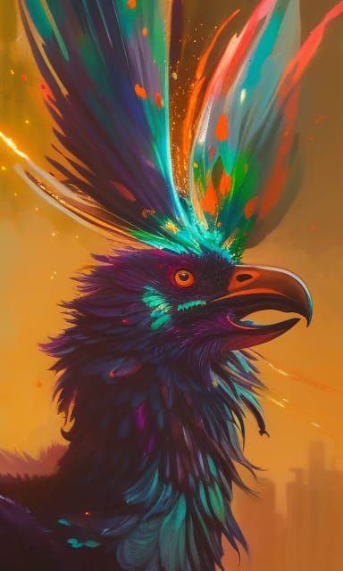 Demonic Turkey Oil Painting, Comic Book Art Style