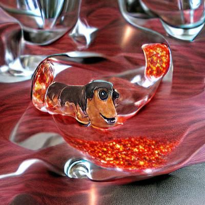 Dachshund pepperoni shimmering glass