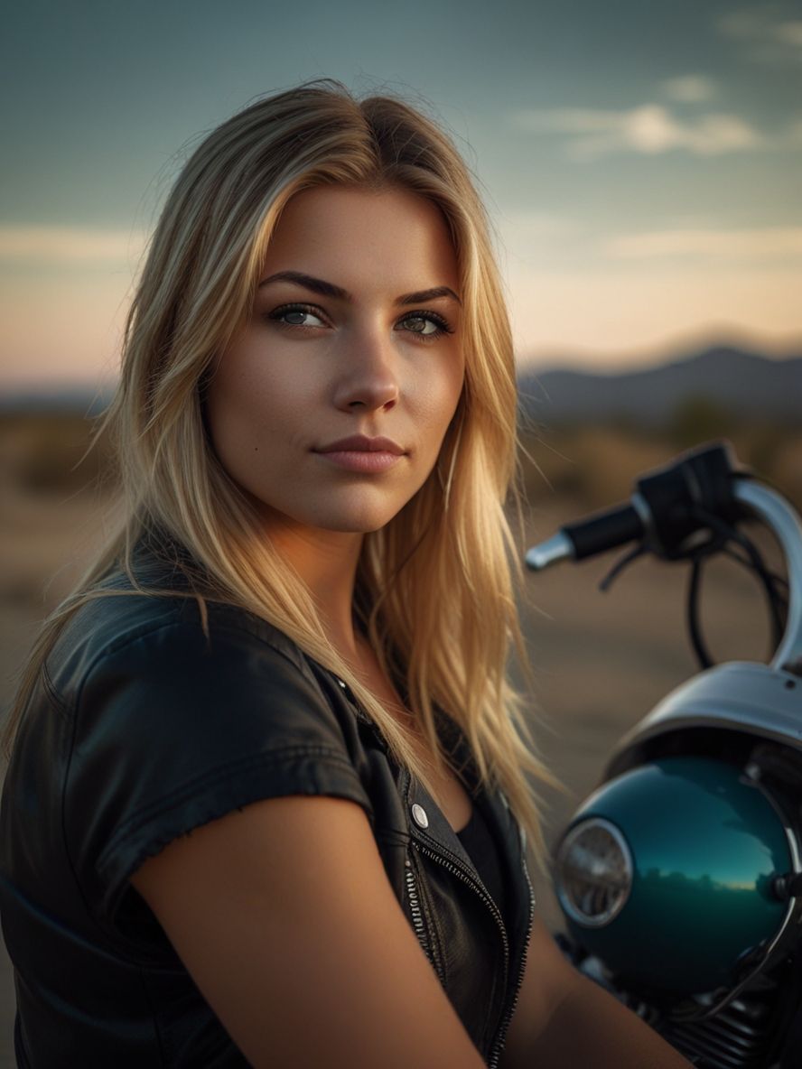Blonde woman - orange & teal