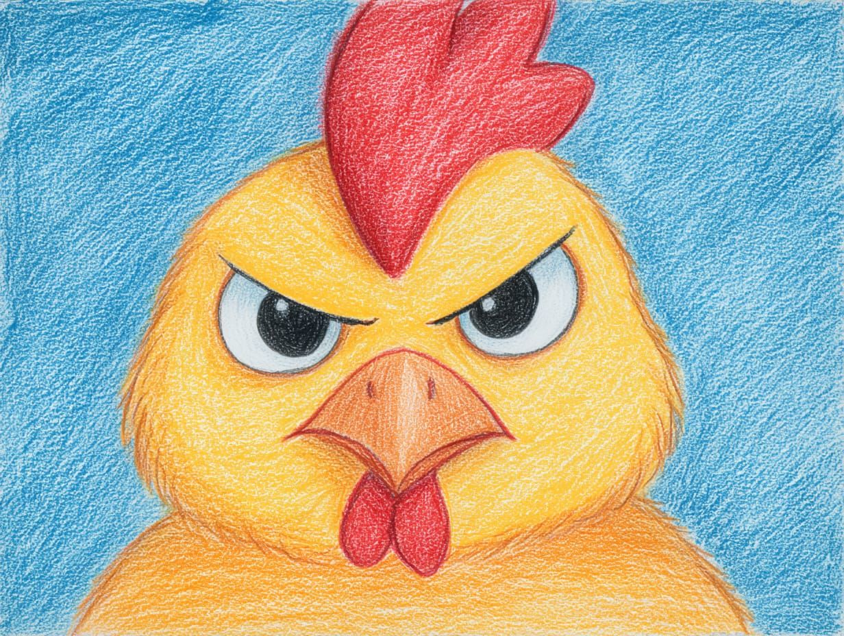 Pencil Drawing of Grumpy Chick 1
