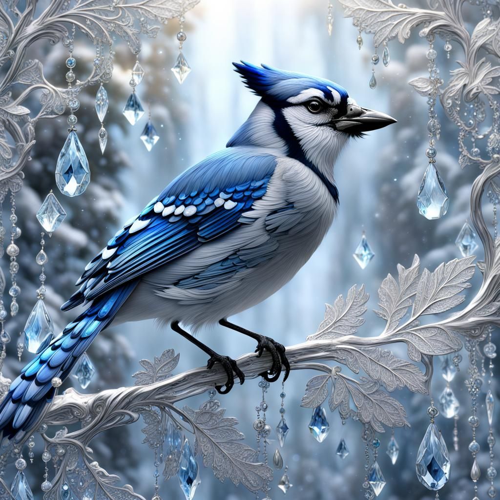 Winters Blue Jay  by @Aurora