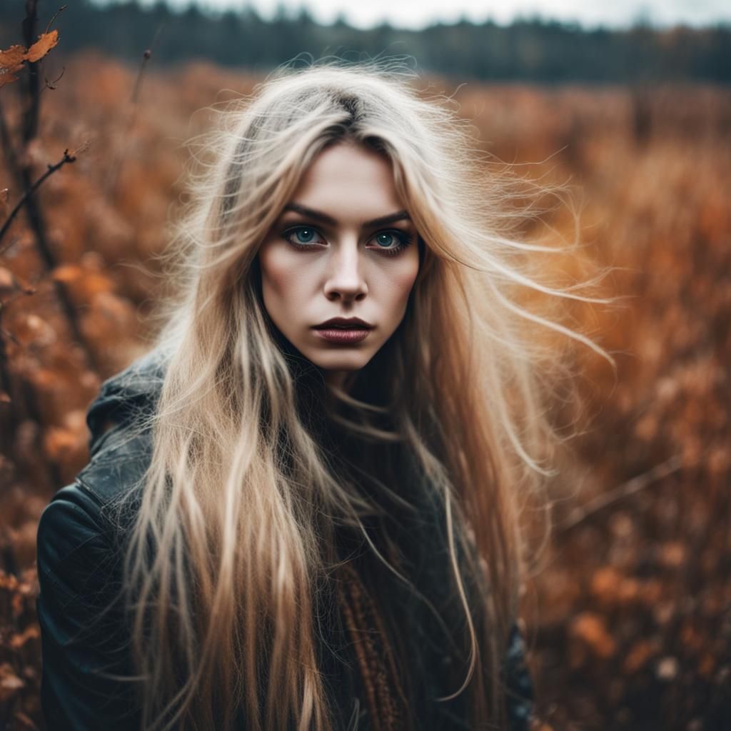 Mysterious Lovecraftian Girl - Autumn countryside