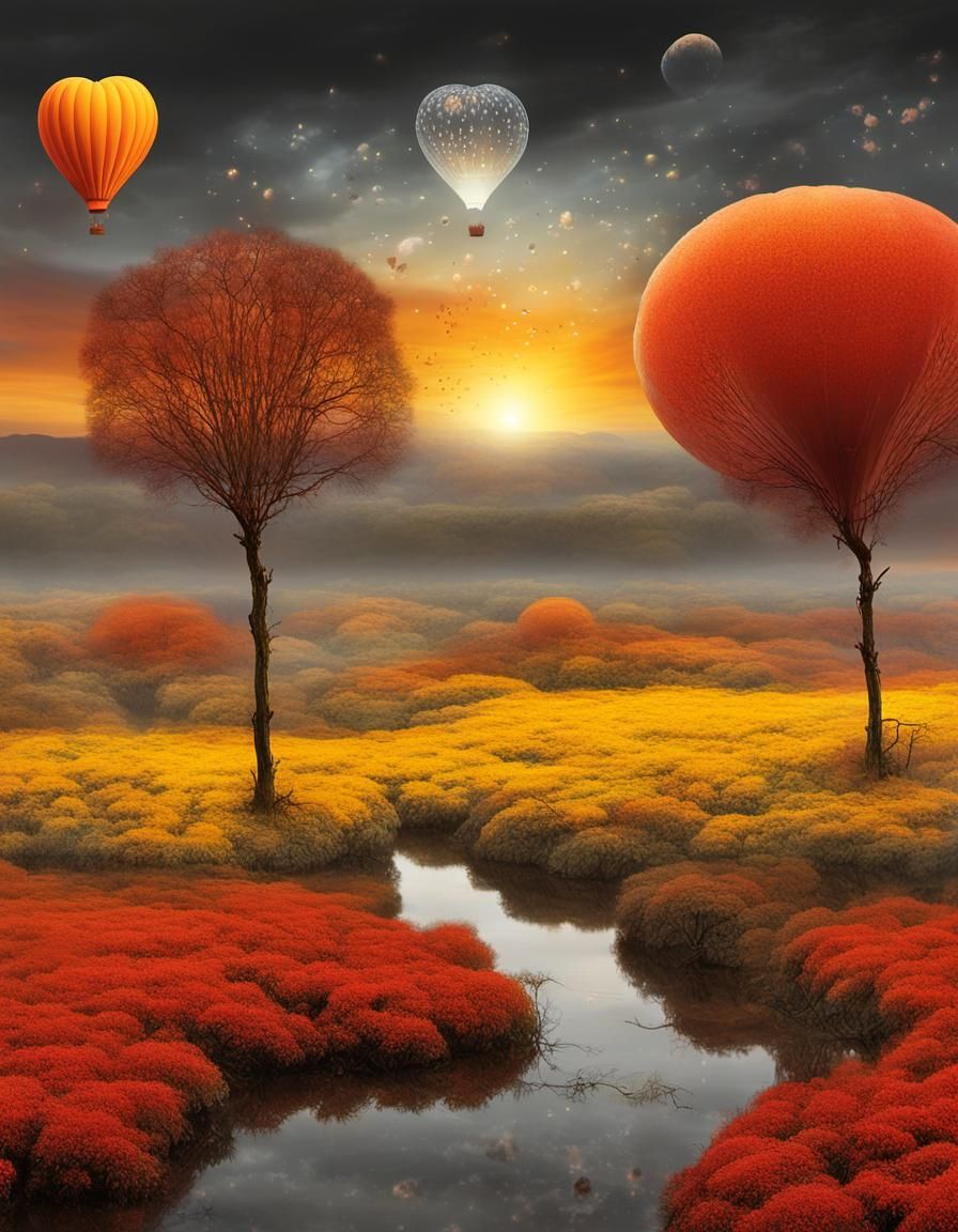 ⛰️🏔THE MOORLAND LANDSCAPE HOTAIRBALLOON DANDELION HEART SCE...