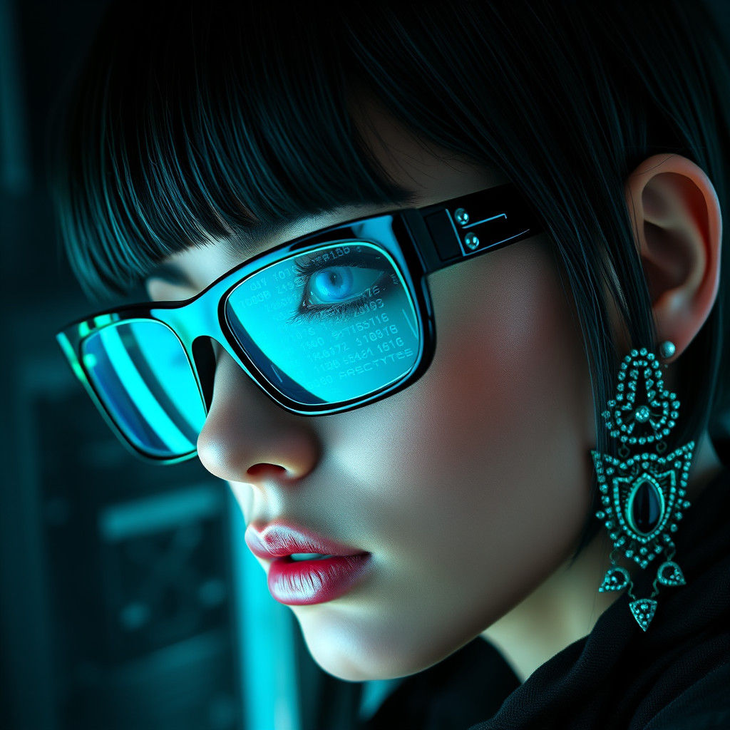 Cyberpunk Hacker with Neon Reflections