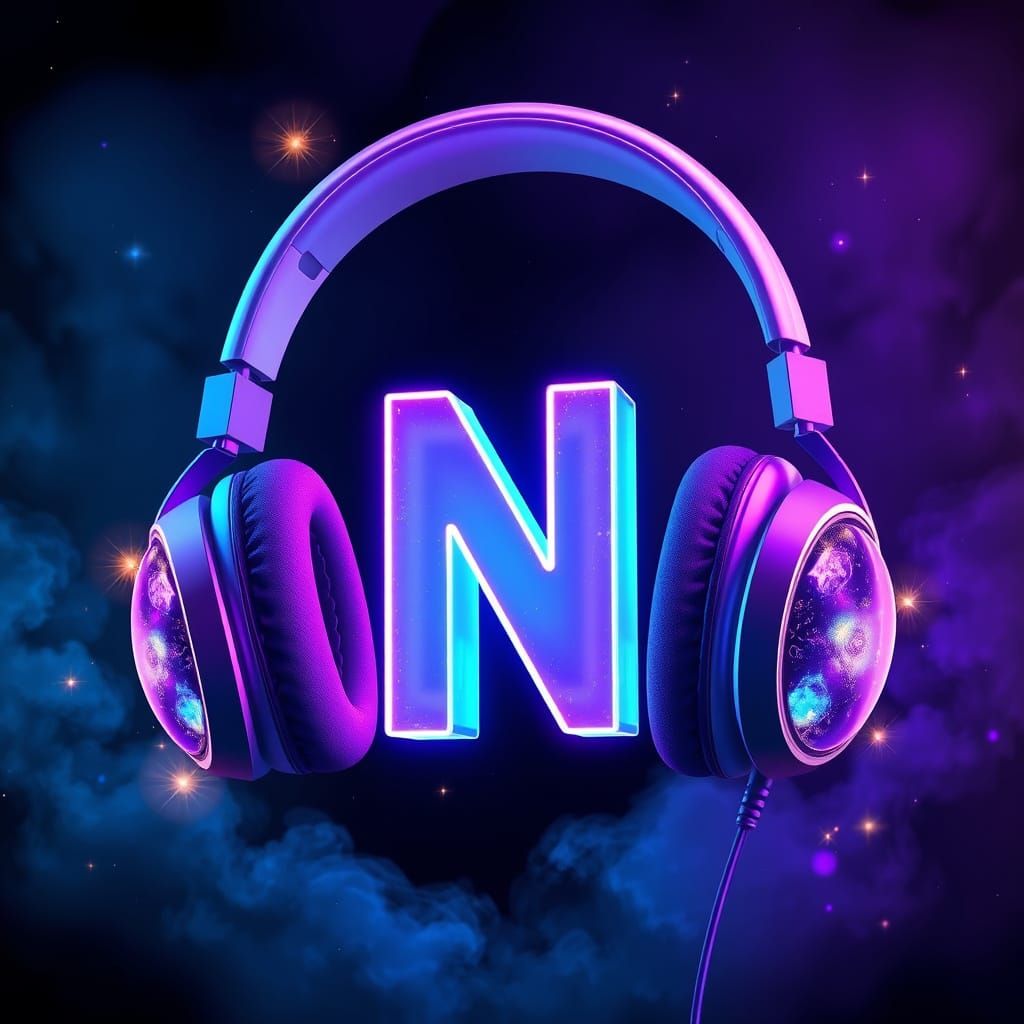 Letter N with Crystalline Headphones in Moor Vlady Style