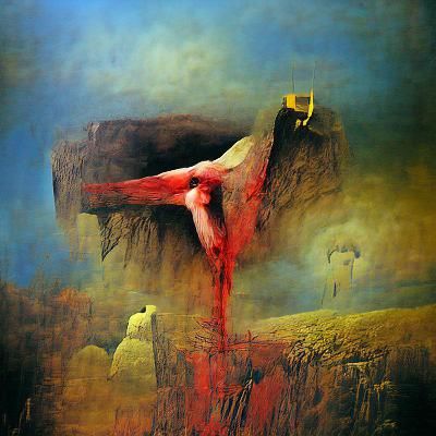 devil crying on Golgotha mountain Jesus is crucified Zdzisła...
