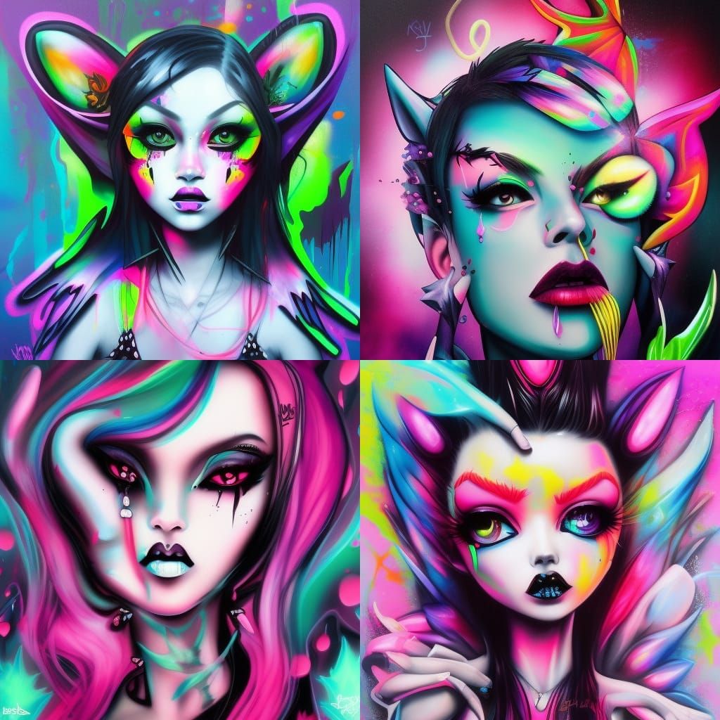 dark neon pop fairy princess goth 