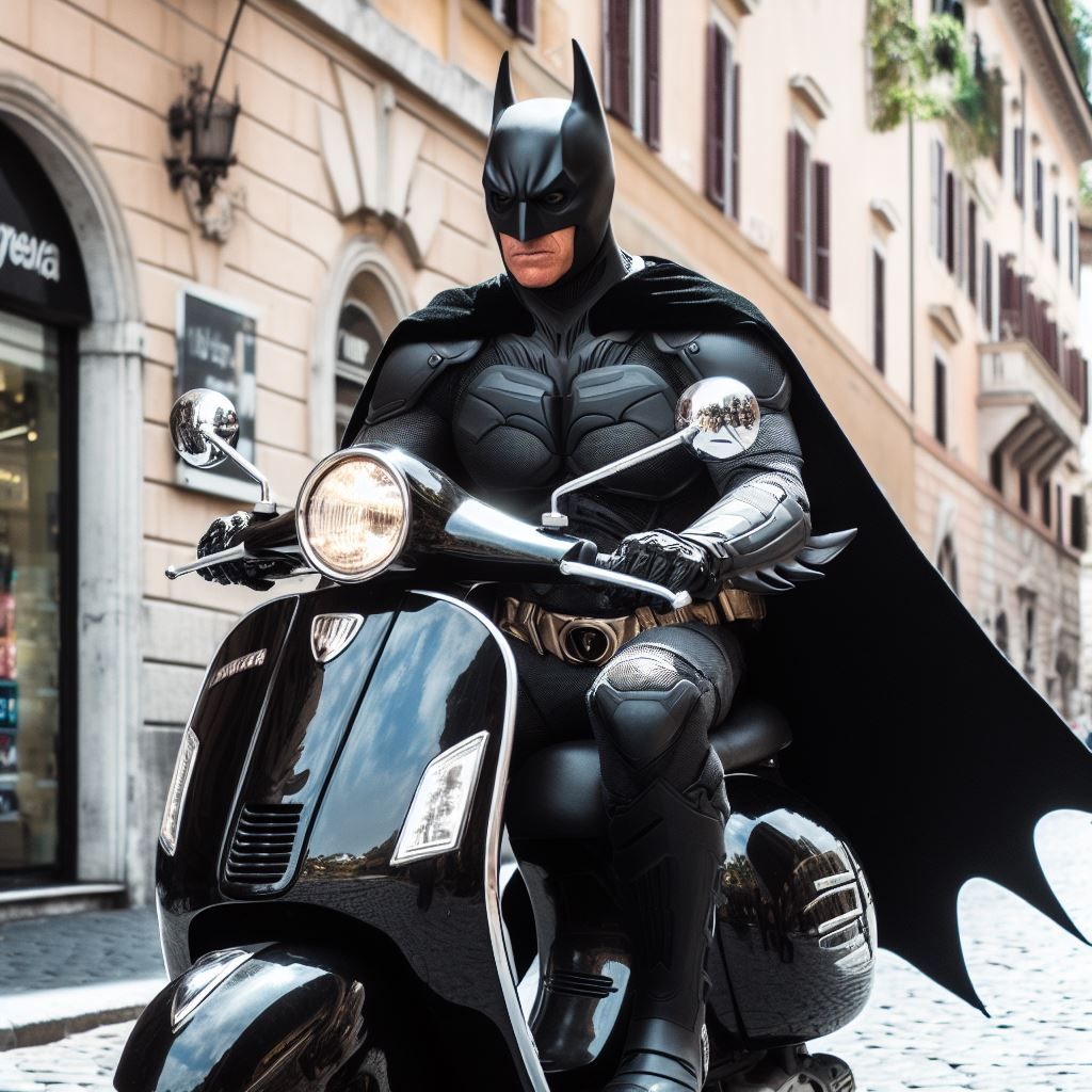 Batman's weekend escape: Roman holiday on his Batvespa