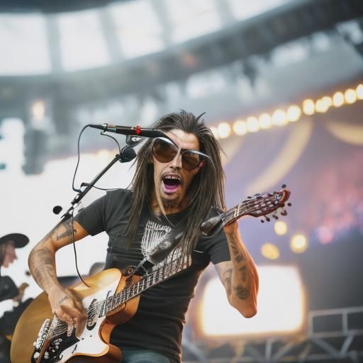 <lora:Musical-Flairs DSv8:1.0>Musical animals on stage, rocking out, Professional photography, bokeh, natural lighting, canon lens, shot on...