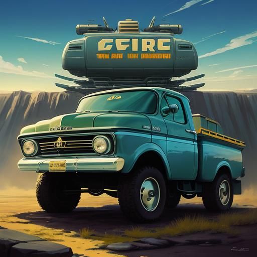 Retro future advertising, trucks
