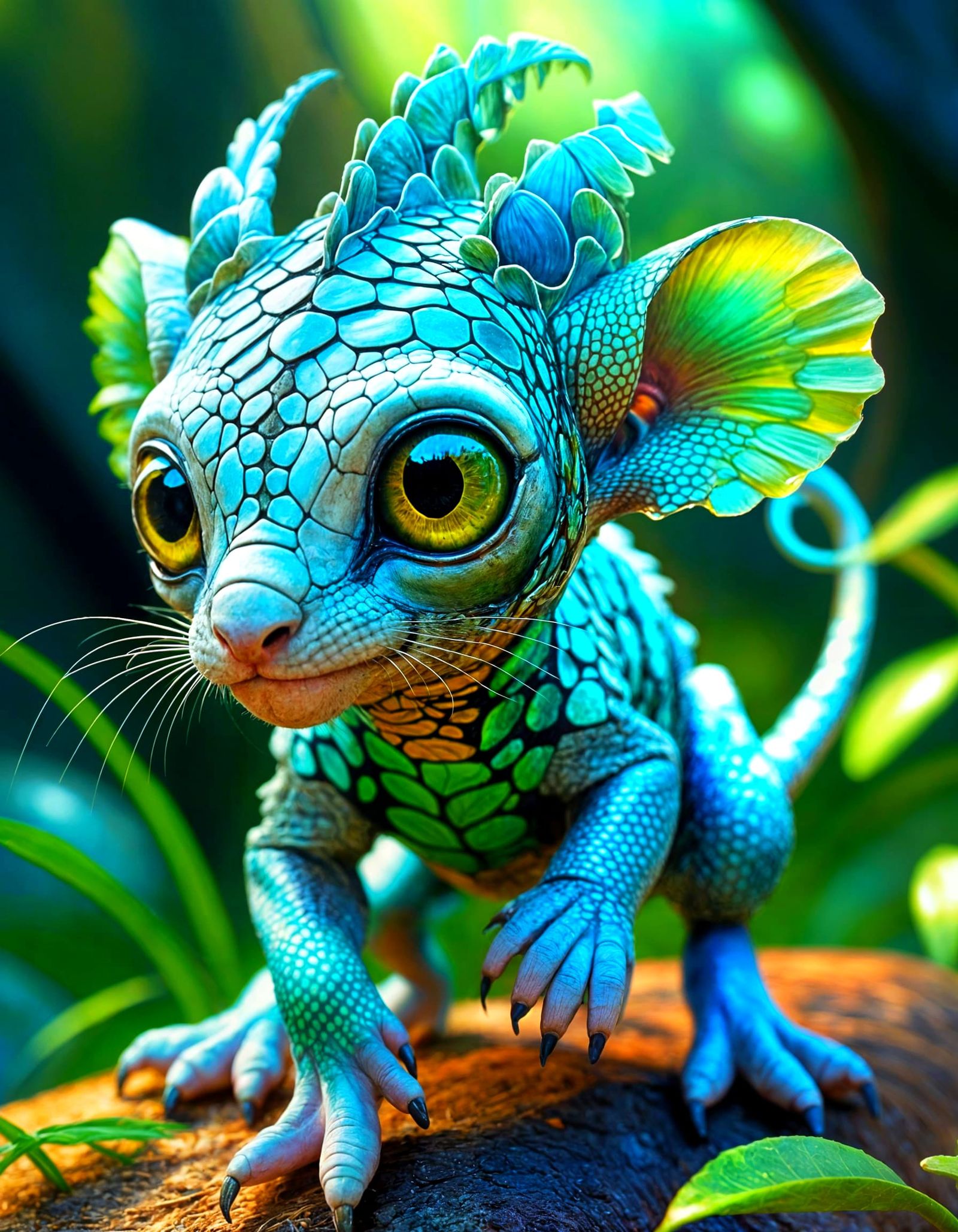 Futuristic Savannah Scene with Exotic Hybrid Animal